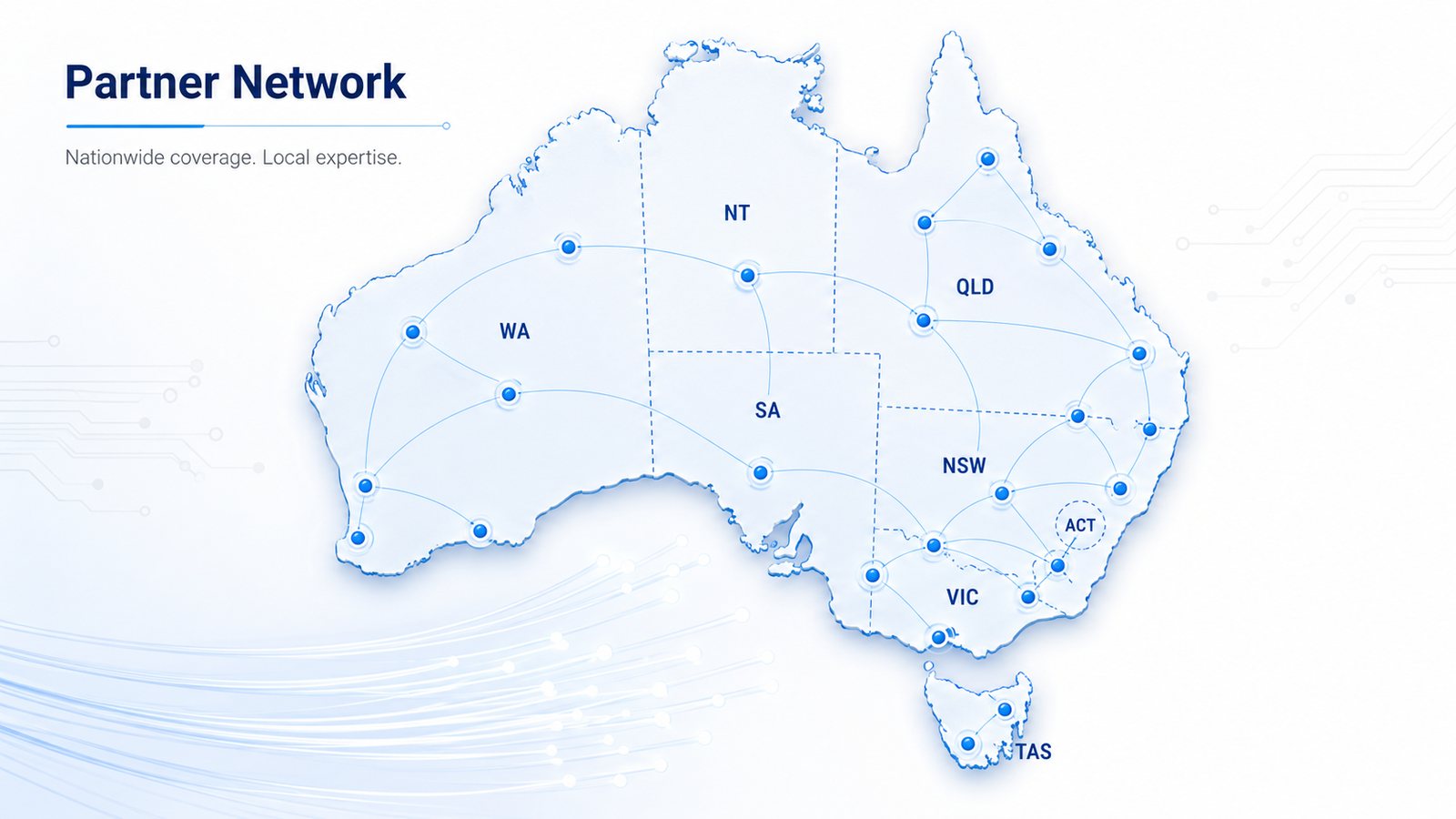 Illustrative EcoFiber partner opportunity map across Australian states and territories