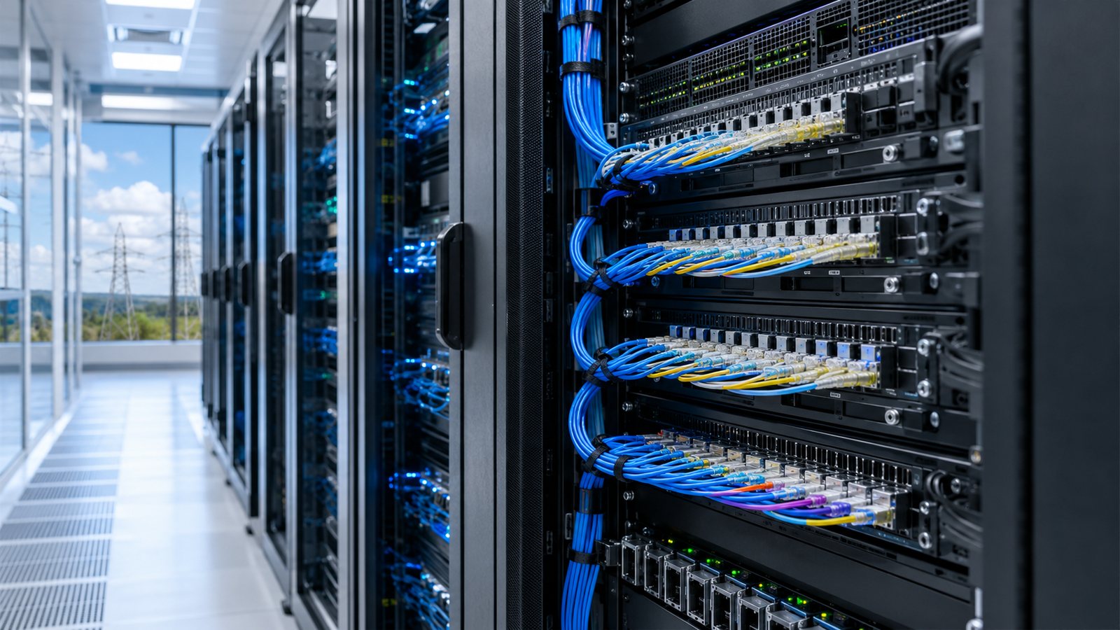 High-density optical fibre cabling inside an Australian data centre